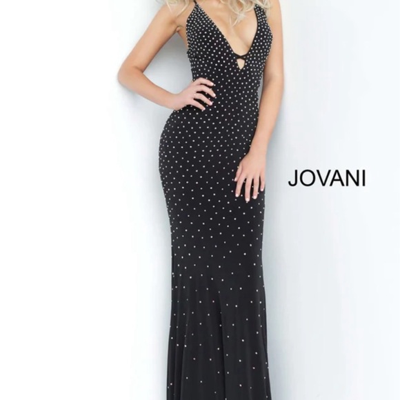 Navy with Silver Rhinestones Prom Dress (Jovani 1114 Navy) - Picture 4 of 5
